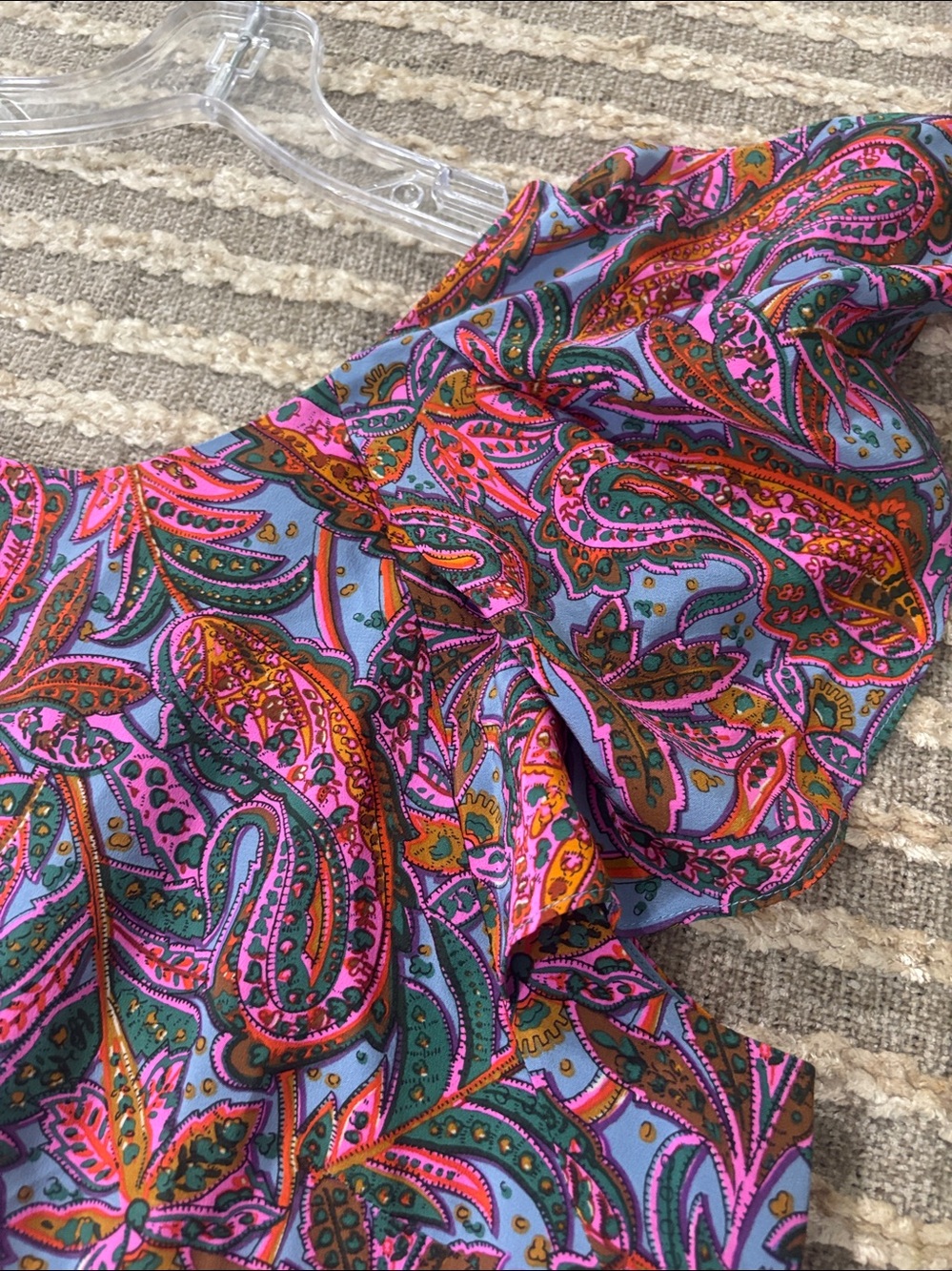 J.Crew Silk Ruffle Vibrant Paisley Floral Dress Size 12 NWT - Picture 7 of 14